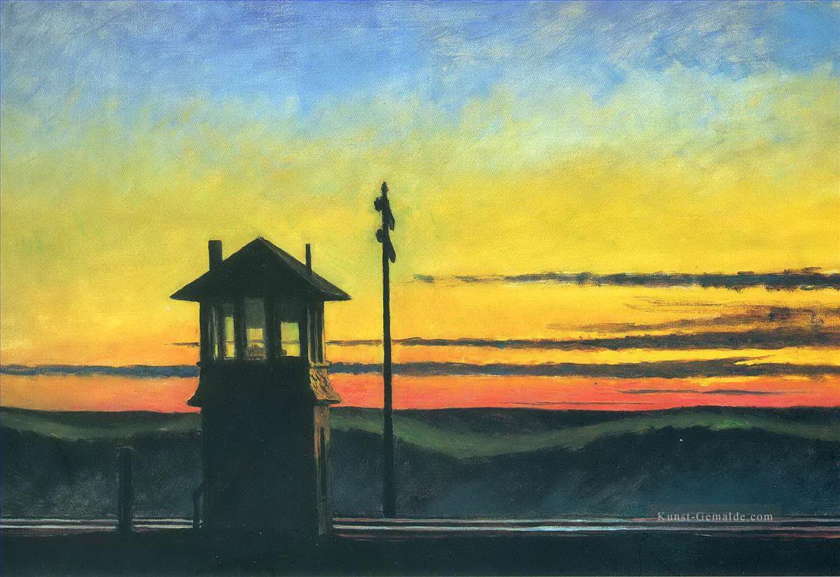 Eisenbahn Sonnenuntergang Edward Hopper Ölgemälde